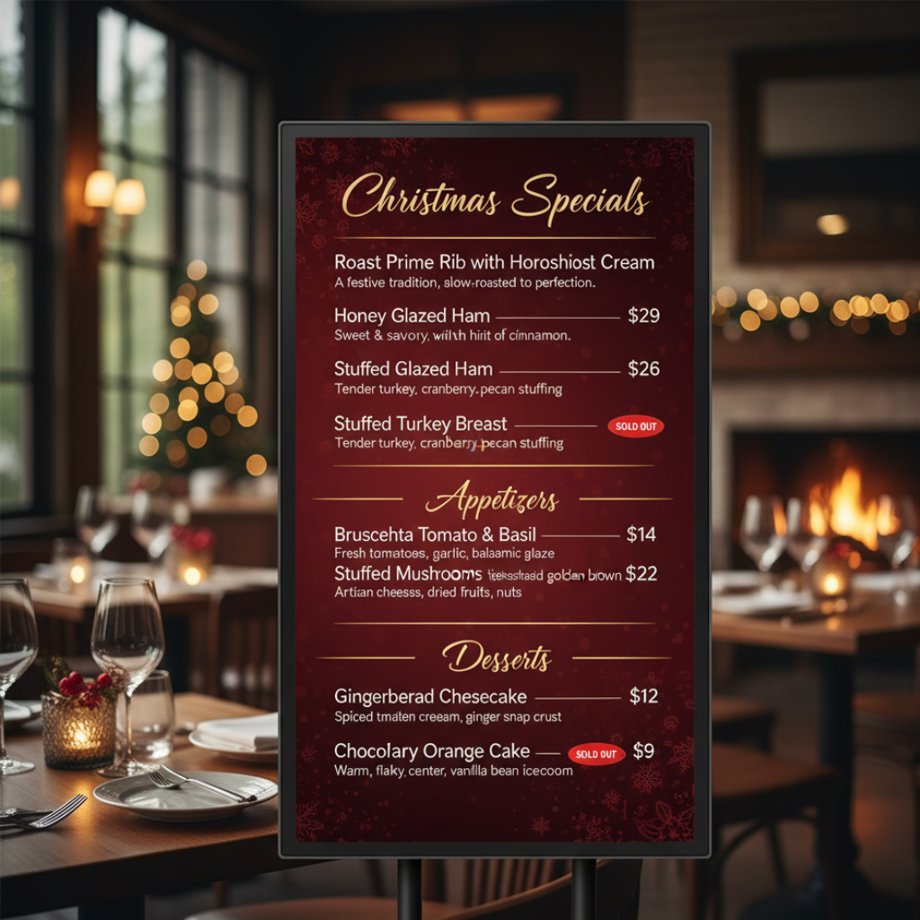 Modern Digital Menu Board Widget for Dynamic Restaurant Displays