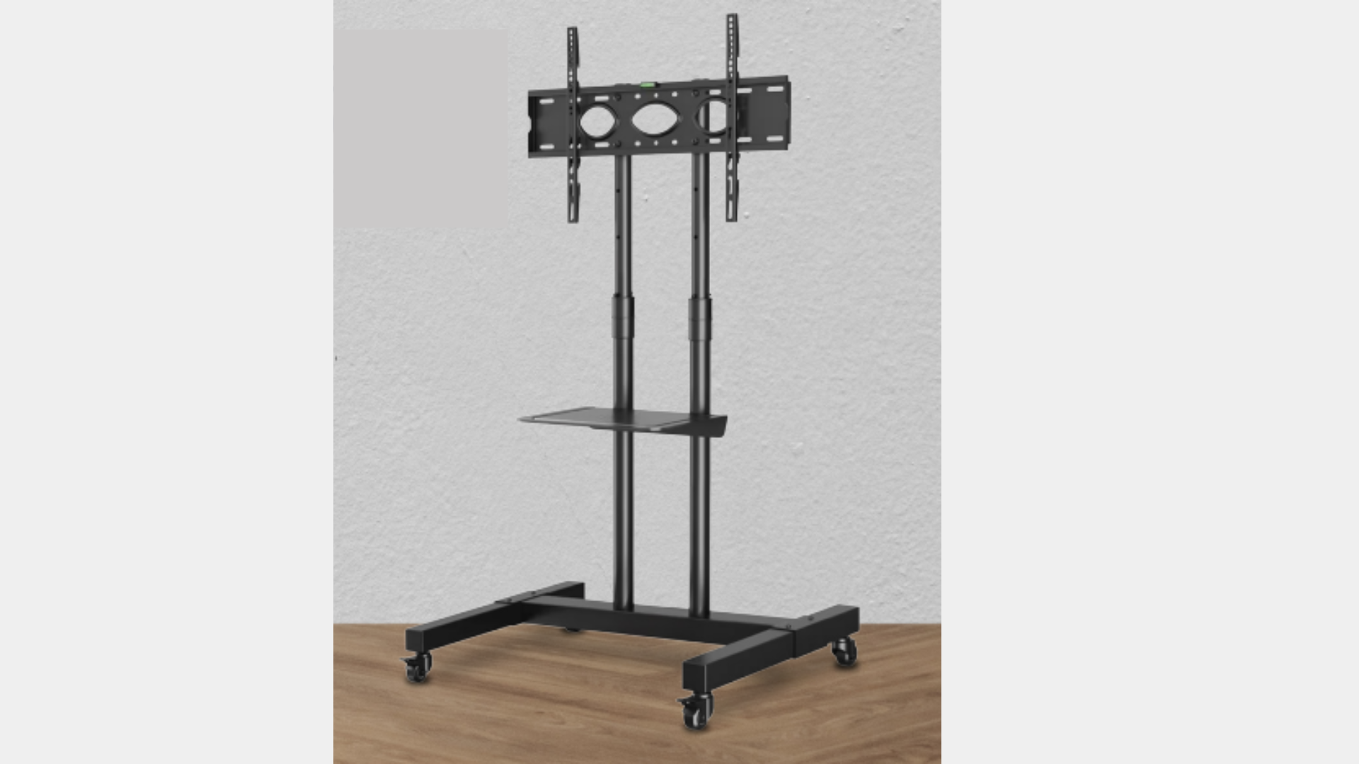 Adjustable Height Movable Metal TV Trolley/Stand/Mount with Wheels for 32”-70” TVs, Black